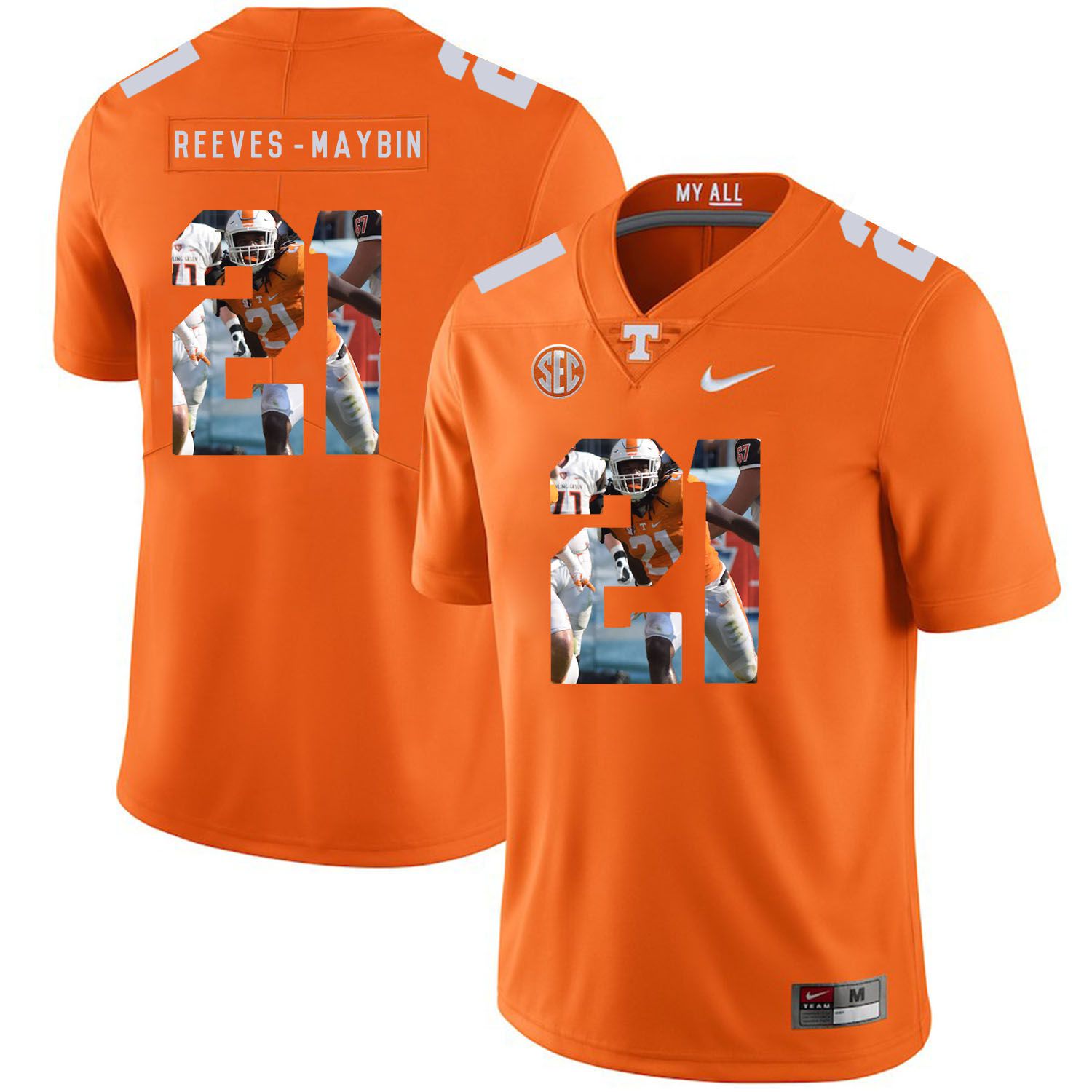 Men Tennessee Volunteers #21 Reeves-maybin Orange Fashion Edition Customized NCAA Jerseys->customized ncaa jersey->Custom Jersey